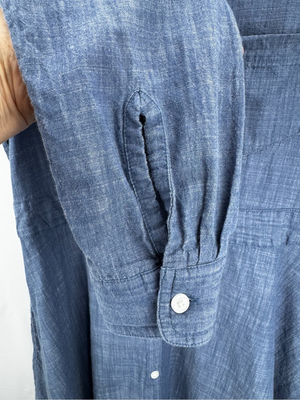 Chambray Blue Denim Button-Front Shirt Dress - Picture 9 of 16